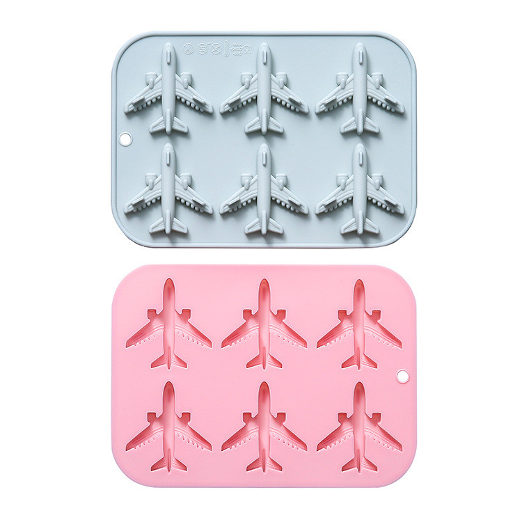 Máy bay mô hình 6 lỗ khuôn silicon fondant/socola/thạch cao/epoxy, dụng cụ nướng bánh DIY