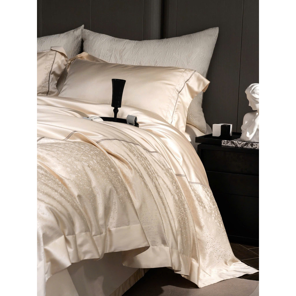 (L5102)Bộ Chăn Ga Gối Chất Liệu Gấm Cao Cấp Ánh Kim Sang Trọng Quý Phái Thanh Lịch - MemMinbedding Luxury