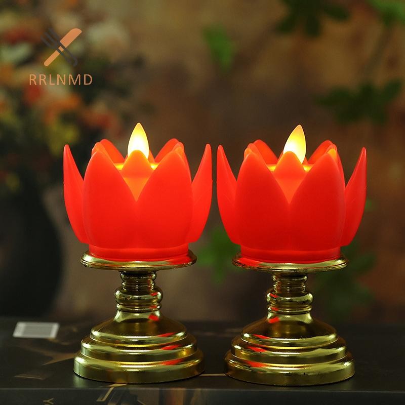 Rrlnmd LED Hoa Sen Hoạt Động Nhiều Màu Sắc Mềm Mại Tự Nhiên Đèn Phật Cầu Nguyện Nhấp Nháy Đèn Trà LED Trang Trí Đền Mới