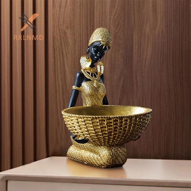Rrlnmd Bộ Lạc Châu Phi Người Phụ Nữ Các Bức Tượng Nhỏ Đen Trang Trí Để Bàn Điêu Khắc Trang Trí Nhà Cửa Phụ Kiện MỚI