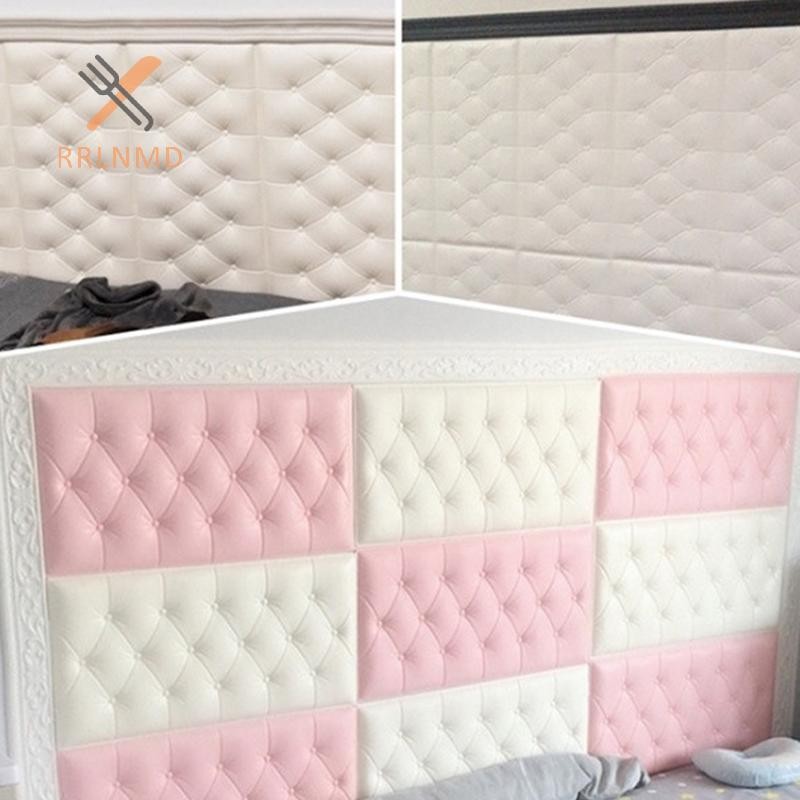 Rrlnmd Giấy dán tường xốp chống va chạm Miếng dán đầu giường Túi mềm tự dính Phòng trẻ em 3D Nhãn dán tường ba chiều MỚI
