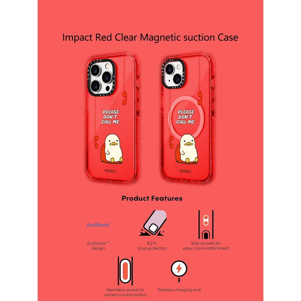 Casetify X Xin Đừng Gọi Tôi Đỏ Từ Tính Hút Ốp Lưng Acrylic Cứng Cho Apple IPhone 12 13 14 15 16 Pro Max Plus Có Hộp