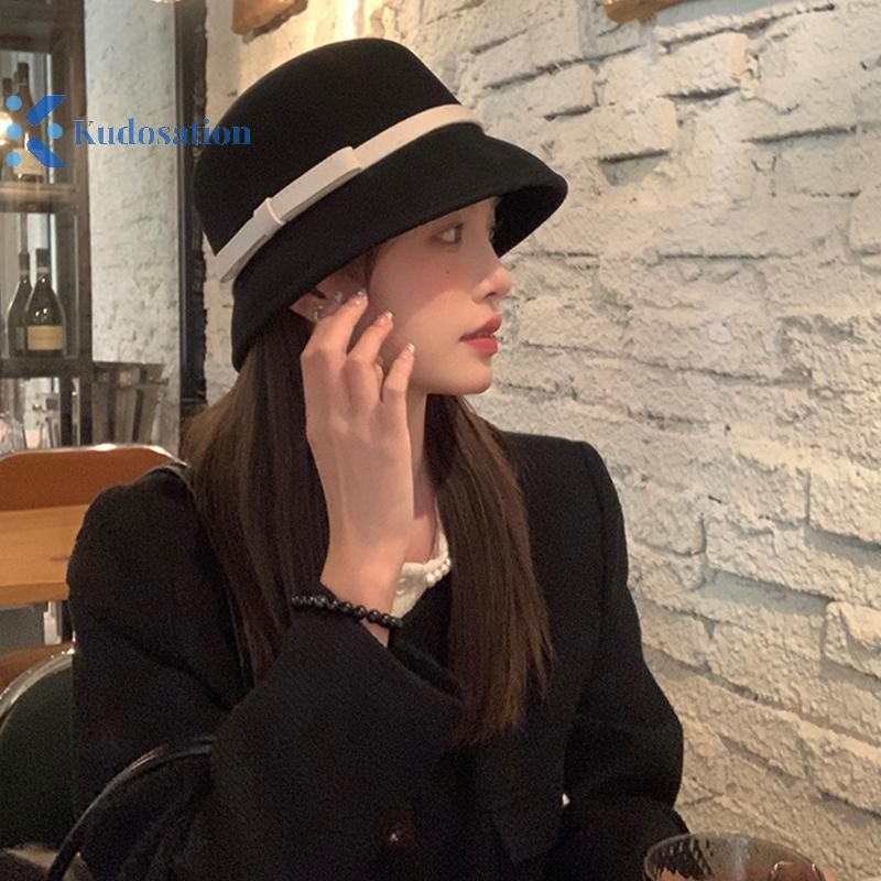 Kudosation Thu Đông Pháp Nơ Xô Mũ Nữ Ngọt Ngào Nỉ Có Hình Dạng Gấp