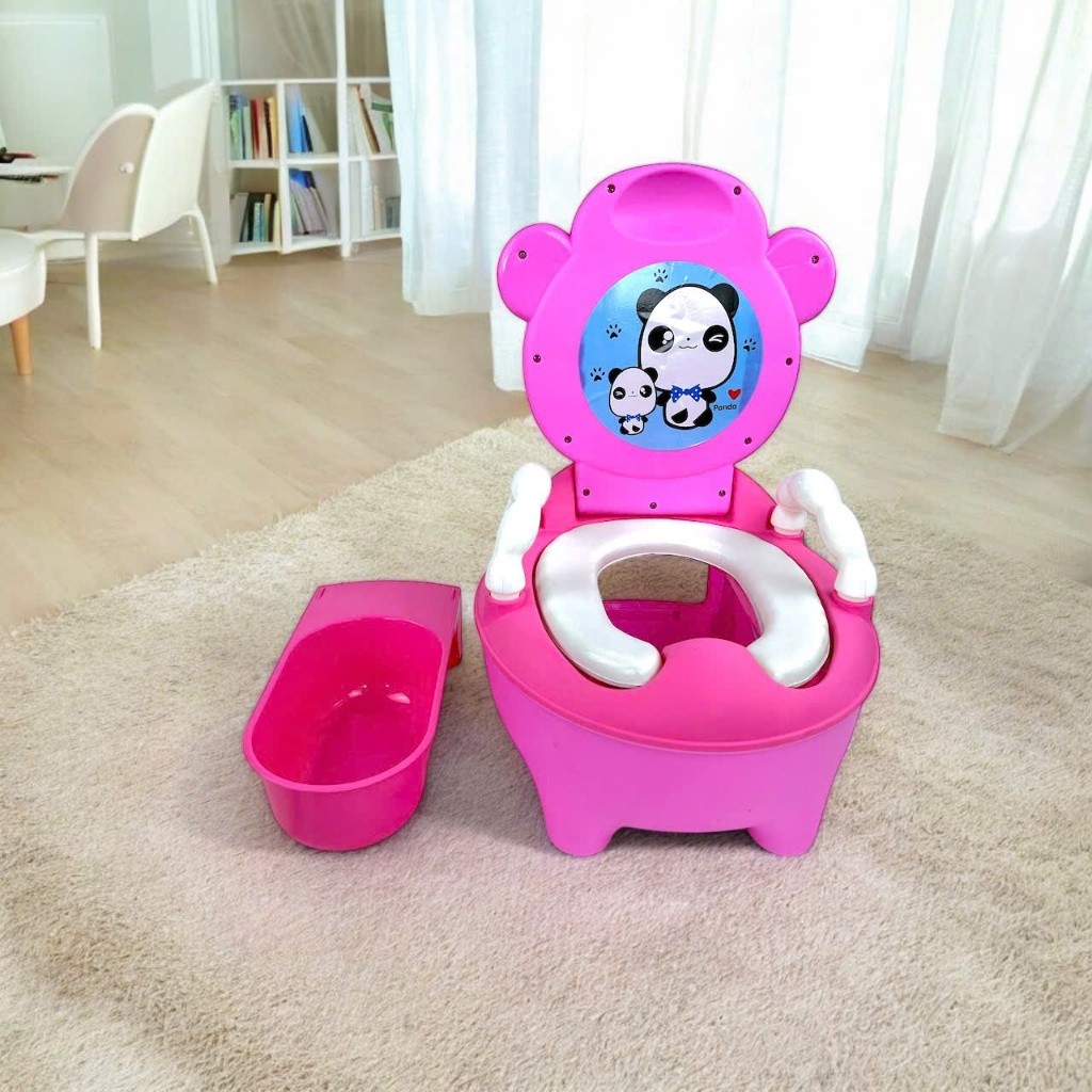 Bô Vệ Sinh Trẻ Em Hình Gấu Panda Vinh Nam Plastic Hàng Cao Cấp, Bô Cho Bé Bằng Nhựa Có Mút Đế Ngồi