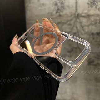 Ốp điện thoại di động hút từ tính eo nhỏ trong suốt không màu vàng cho iPhone16 15 14 13 12 11 Pro Max bảo vệ camera chống sốc acrylic bìa cứng