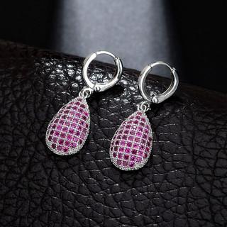 Châu Âu Mỹ ins Phong Cách Mới Kim Cương Ruby Bông Tai Nữ