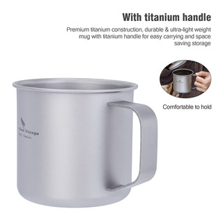 Boundless Voyage 360ml Cốc Cắm Trại Titan Có Nắp Nhẹ Du Lịch Cà Phê Trà Di Động Bền Một Lớp Dining Cốc