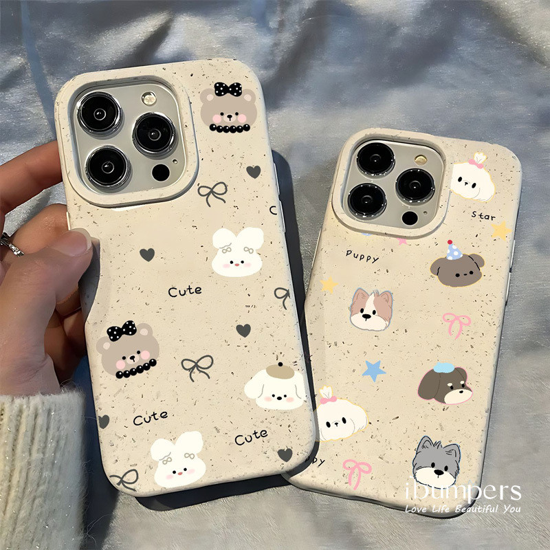 ibumpers Ốp Điện Thoại iPhone Họa Tiết Động Vật Nơ Vui Nhộn Đơn Giản Cho IPhone 16 15 14 12 13 11 Pro Max IP 7 8 Plus X XS XR Ốp Lưng Ống Hút Lúa Mì Phân Hủy Thân Thiện Với Môi Trường