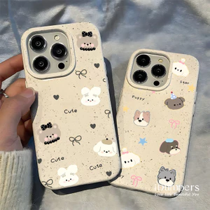 ibumpers Ốp Điện Thoại iPhone Họa Tiết Động Vật Nơ Vui Nhộn Đơn Giản Cho IPhone 16 15 14 12 13 11 Pro Max IP 7 8 Plus X XS XR Ốp Lưng Ống Hút Lúa Mì Phân Hủy Thân Thiện Với Môi Trường