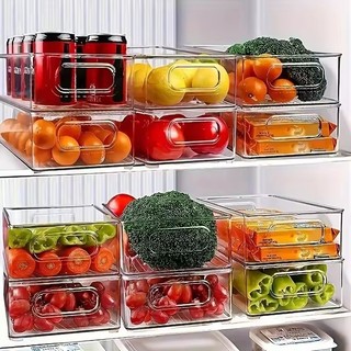 Dụng cụ sắp xếp tủ lạnh bền bỉ - Nhà bếp gia đình Hộp đựng thực phẩm có thể xếp chồng lên nhau trong suốt - Hộp đựng tủ đông đựng thức ăn bằng nhựa