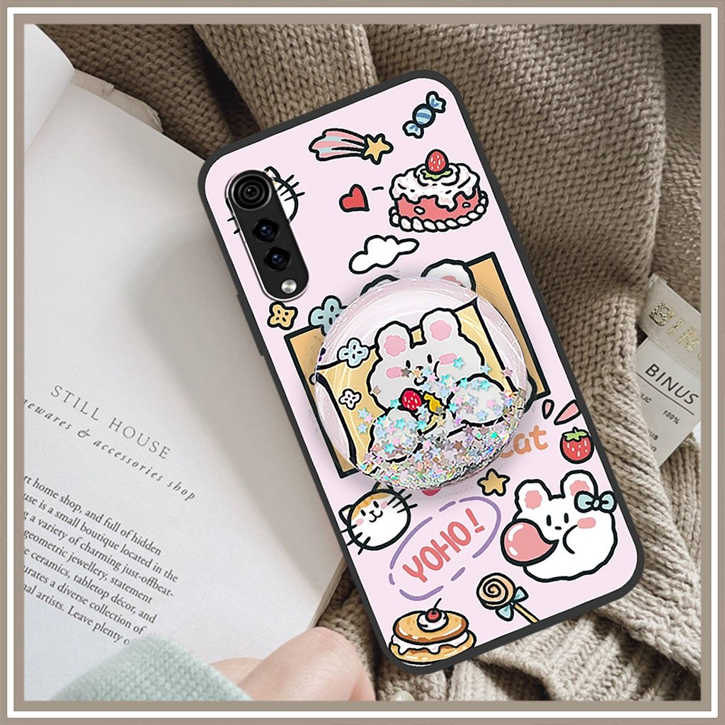 Ốp Lưng Lấp Lánh Ốp lưng LG Velvet 4G / 5G Cát Trôi Chống Bụi Bẩn Hoạt Hình Cát lún Silicon Mềm Vỏ Bảo Vệ Ống Kính Điện Thoại Chân Đế Xoay TPU Thiết Kế Thời Trang Dễ Thương