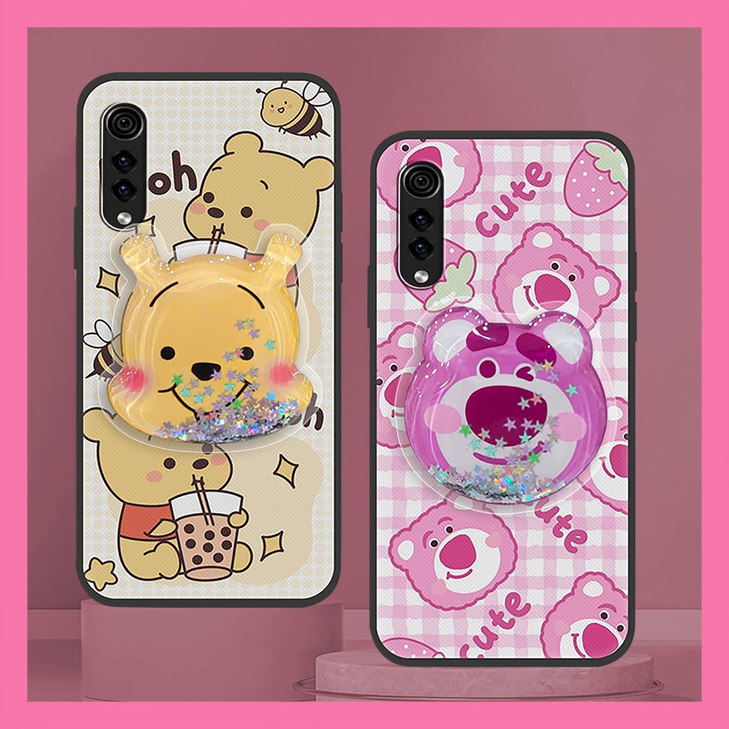 Ốp Lưng Lấp Lánh Ốp lưng LG Velvet 4G / 5G Cát Trôi Chống Bụi Bẩn Hoạt Hình Cát lún Silicon Mềm Vỏ Bảo Vệ Ống Kính Điện Thoại Chân Đế Xoay TPU Thiết Kế Thời Trang Dễ Thương