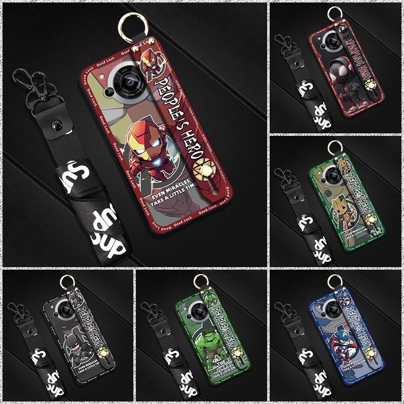 Ốp Lưng Chống Va Đập Ốp lưng Sharp Aquos R7 / SH-52C Bảo Vệ Chống Bụi Thiết Kế Thời Trang Dây Buộc Giá Đỡ Điện Thoại Chân Đế Silicon Vỏ Mềm Dễ Thương Vòng Hoạt Hình Chống Sốc