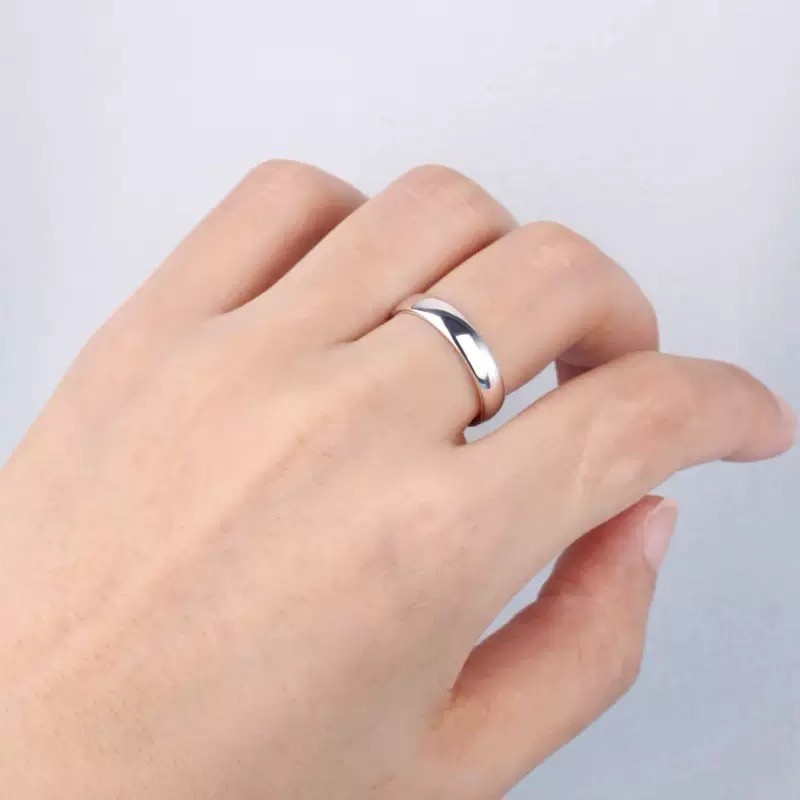 Tối giản S925 Bạc Trơn Nhẫn Tất Cả Trận Đấu Mở Đầu Có Thể Điều Chỉnh Nam Nữ Nhẫn