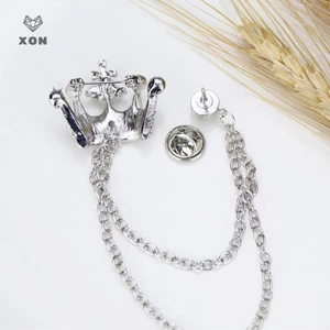 XON Cài Áo Hình Vương Miện Phối Dây Xích Tua Rua Phong Cách Anh Quốc Cổ Điển Thời Trang Sang Trọng