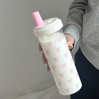 [Giao hàng từ Việt Nam] Cốc Rơm NOOKSTORY, Bình Nước Nơ Nhựa, Đồ Uống 500ml Cốc Cà Phê Dung Tích Lớn Trà Bong Bóng Cà Phê