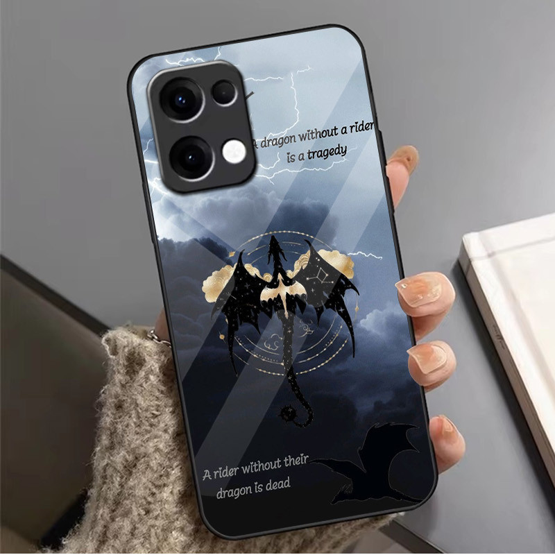 Ốp điện thoại kính đại học chiến tranh basgiath cho Oppo A54 A74 4G A79 5G A94 A3X Reno 11 12 13 11F 12F 13F 10 8 Cover