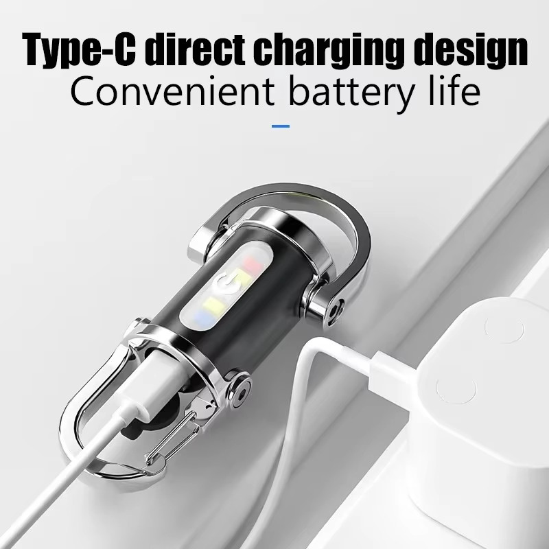 3 COB LED Ngoài Trời Mini Đèn Pin USB Sạc Di Động Đèn Pin Móc Khóa Cắm Trại Bỏ Túi Đèn Cắm Trại Câu Cá Đi Bộ
