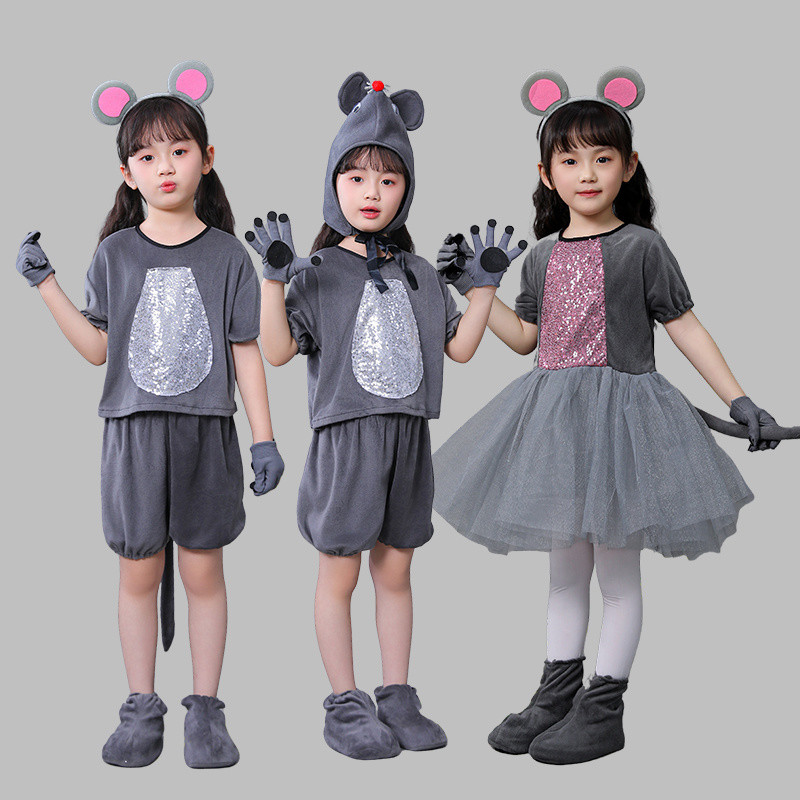 💕Chỗ💕Quần Áo Trẻ Em Động Vật Múa 3 Đến 14 Tuổi Chuột Trang Phục Quần Áo Cho Bé Gái Trới Lạ Halloween