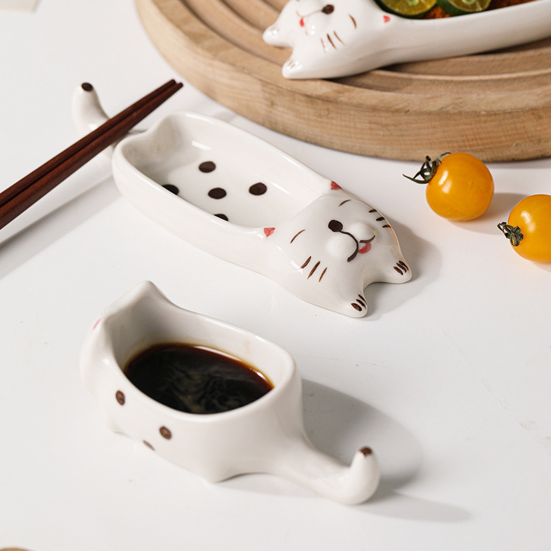 Phong Cách Nhật Bản Gốm Mèo Dễ Thương Món Ăn Đũa Giá Đỡ Gia Vị Đĩa Nhúng Món Ăn Gia Vị Giá Trị Cao Món Ăn Sáng Tạo Hộ Gia Đình Tương Đĩa