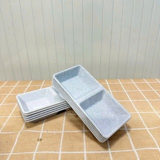 [Giá Xưởng] Khay Chấm Vuông 2 Ngăn Lớn – Nhựa Melamine Cao Cấp, Đựng Gia Vị, Nước Sốt Tiện Lợi