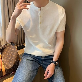 Áo thun nam tay ngắn dệt kim cổ điển Ý mùa hè sang trọng dành cho nam