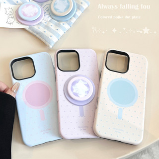 [Sheren] Vỏ điện thoại có giá đỡ từ tính kim cương chấm bi Thích hợp cho i16 15 14 13 12 11 pro max Vỏ bảo vệ chống sốc