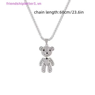 {FH Fashion} Vòng cổ mặt dây chuyền búp bê gấu thép titan Hip-hop dành cho trang sức dây chuyền áo len đính đá Cubic Zirconia cổ điển Womon.