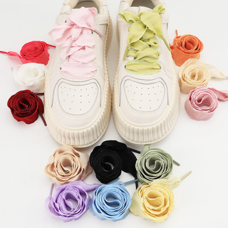 Lụa Phẳng 2.5CM Chiều Rộng Dây Giày Cho Giày Sneaker Nhiều Màu Sắc Đuôi Cá Xếp Ly Dây Giày Xù Một Lớp Dây Giày Phụ Kiện