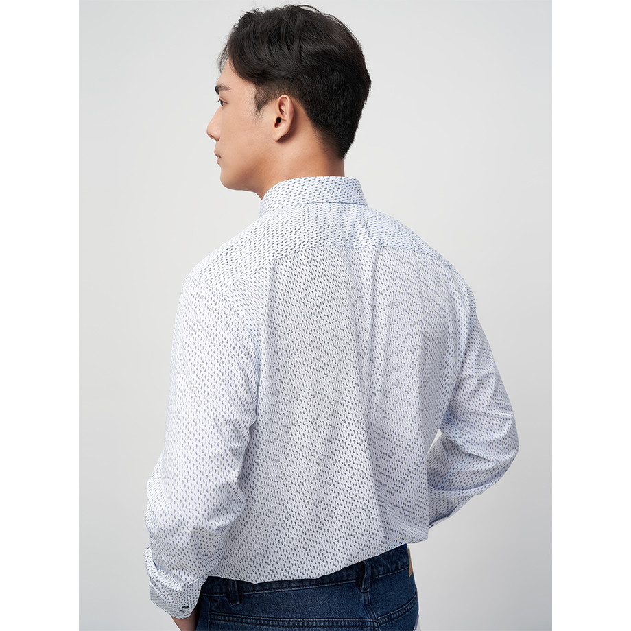 Sơmi dài tay vạt tròn VIETTIEN vải sợi hoa hồng phom regular VT00000226