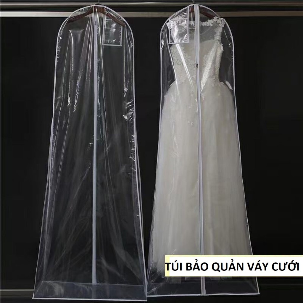 Túi nhựa PAVE trong suốt 3 chiều bảo quản áo đầm, soa rê, váy cưới cô ...