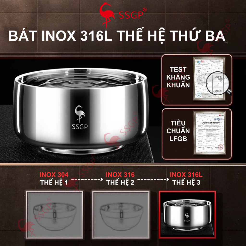 Chén inox 316L Frankfurt đa năng SSGP  SS30311 chén ăn cơm, chén inox cao cấp, bát inox, bát ăn cơm