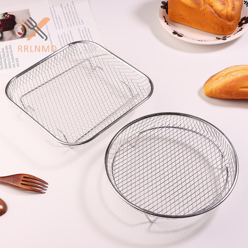 Rrlnmd 1 Giá Nồi Chiên Không Khí Có Thể Xếp Chồng Giá Nướng Thép Không Gỉ Giỏ Nướng Chống Dính Airfryer Khay Giá Dây Giỏ Tiện Ích Nhà Bếp MỚI