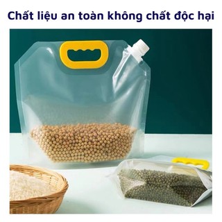 Túi đựng thực phẩm ngũ cốc hạt gạo dầu dấm túi pet cótay cầm nút vặn kín bảo quản nguyên liệu đồ ăn nhà bếp FE123