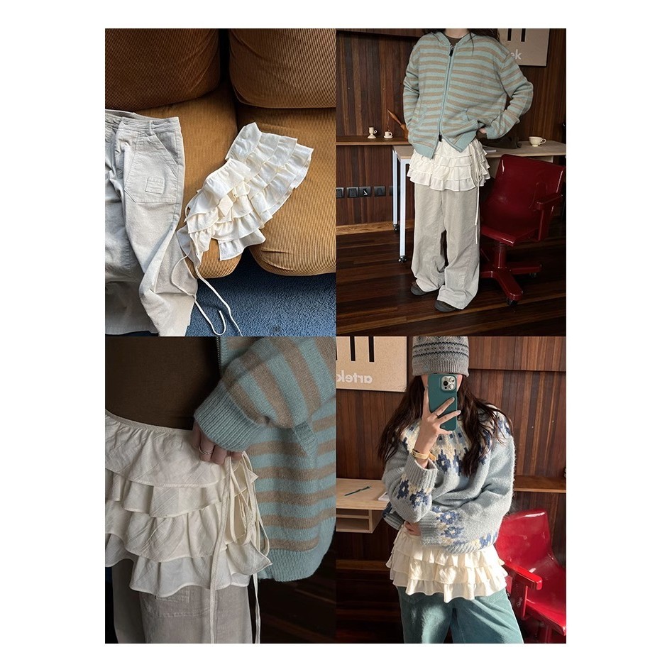Milyfashion Milky White Mông Rèm Phong Cách Mới Cao Cấp Váy Chữ a
