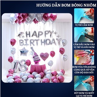 Trang Trí Sinh Nhật bằng bóng bay Màu Hồng SNNL- Hồng 13 Tranh Tre