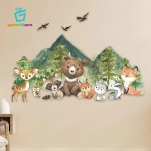 Đề Can Dán Tường Động Vật Hoạt Hình 11.81inchx35.34inch Dễ Thương Trẻ Em Cửa Sổ Phòng Kính Nền Cho Cửa Hàng Bán Lẻ Lớp Học