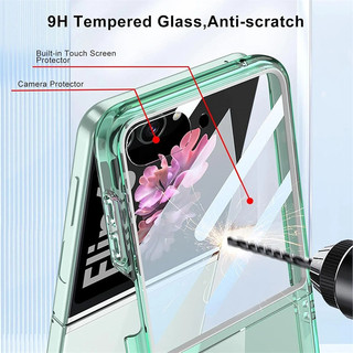 Dành Cho Samsung Z Flip 6 Flip 5 Ốp Lưng Trong Suốt Có Bảo Vệ Màn Hình Cửa Sổ Lớn Siêu Mỏng PC Trong Suốt Bao Da Cho Samsung Galaxy Z Flip 5 6