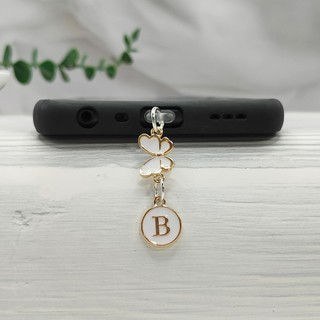 Điện Thoại Di Động Chống Bụi Cắm Tự Làm Bướm Trắng Tiếng Anh Có Chữ Mặt Dây Chuyền Mặt Dây Chuyền Trang Trí Điện Thoại Di Động