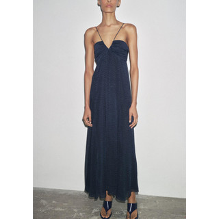 Đầm Zara made in Morocco dây đeo cổ corset maxi - nữ