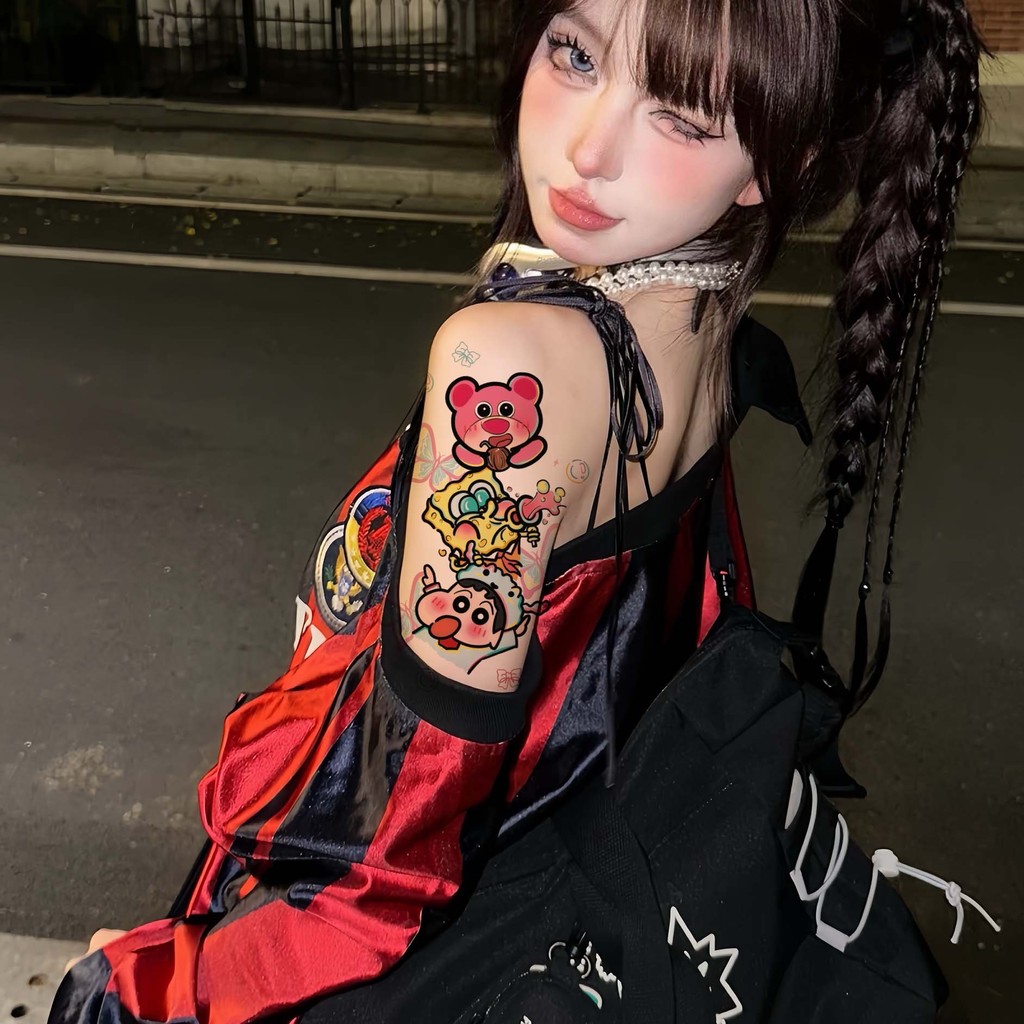 [hướng dương] Nhãn dán hình xăm cánh tay hoa Anime Màu lâu trôi không thấm nước