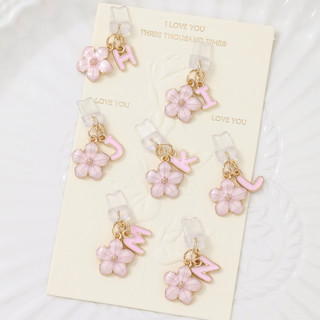 1 Điện Thoại Di Động Chống Bụi Cắm Hồng Hoa Anh Đào Tiếng Anh Chữ Mặt Dây Chuyền Trang Trí Điện Thoại Di Động