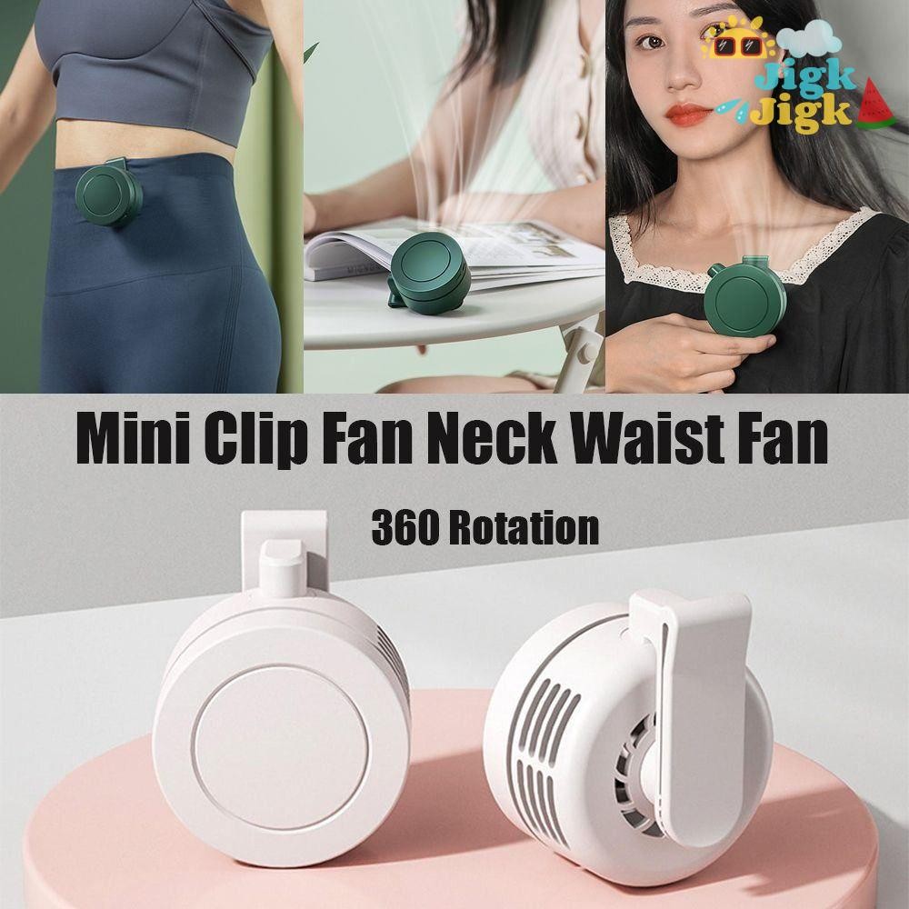 Quạt điện không lưỡi Mini im lặng JIAKK, Quạt thắt lưng treo có thể đeo lâu trôi, Quạt kẹp có thể sạc lại 3 tốc độ USB có thể điều chỉnh 360 độ