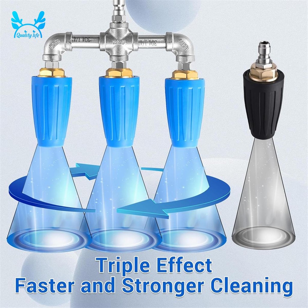Máy rửa áp suất vòi phun Triple Turbo, 360° Vòi phun Turbo xoay với đầu nối nhanh 1 / 4 inch, lỗ 2.0, 4000 PSI