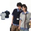 TIANLESIWEI American retro màu xanh hải quân kẻ sọc giả hai mảnh áo sơ mi polo mùa hè phong cách trung lập áo thun cotton nguyên chất