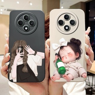 Dành Cho OPPO Reno12 F CPH2637 Vỏ Hoạt Hình Mèo Thỏ Dễ Thương Mới Reno12 FS Reno 12F 5G Vỏ Điện Thoại Silicon Mềm Bảo Vệ Ống Kính