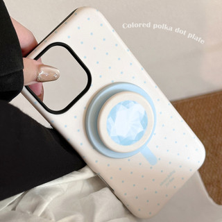 [Sheren] Vỏ điện thoại có giá đỡ từ tính kim cương chấm bi Thích hợp cho i16 15 14 13 12 11 pro max Vỏ bảo vệ chống sốc