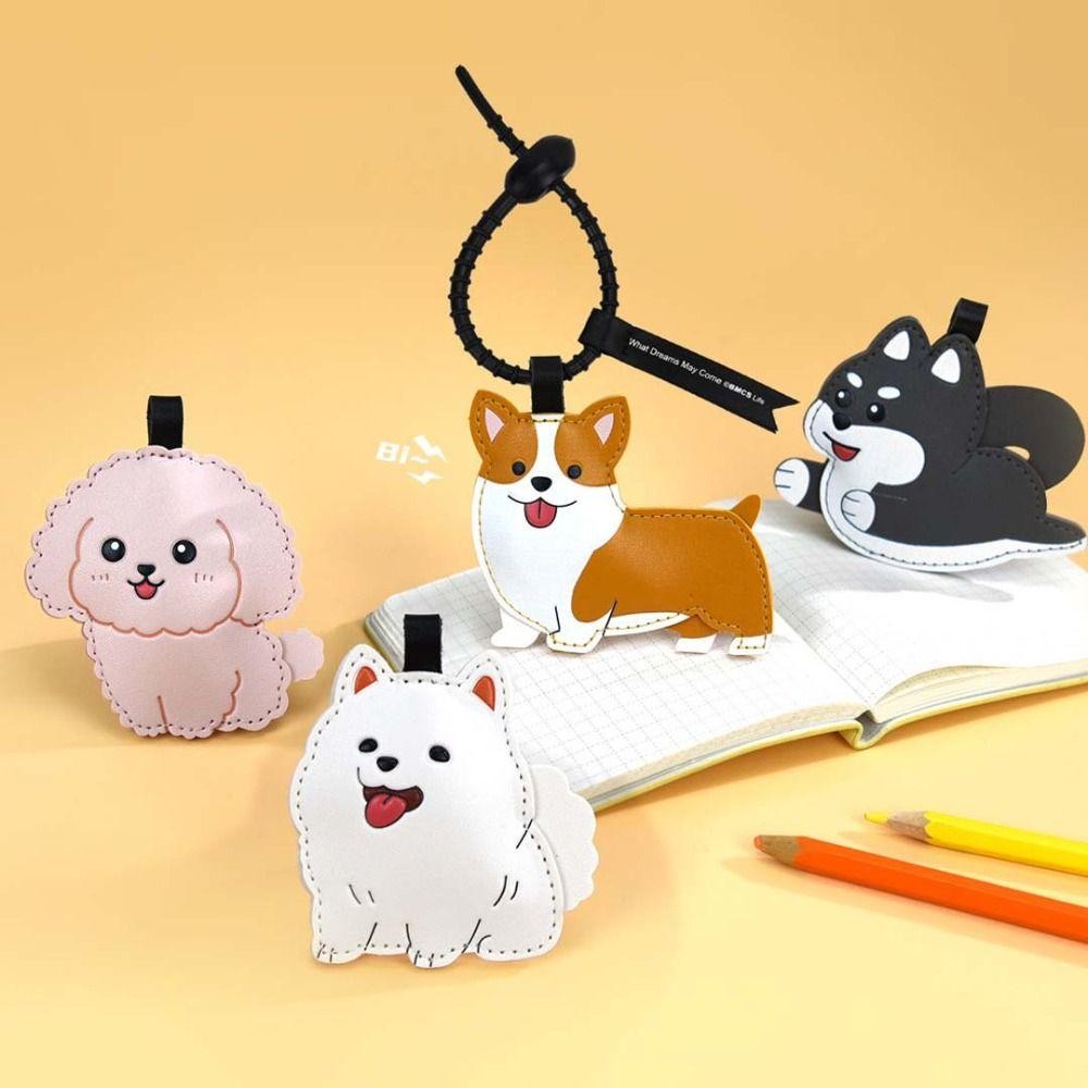 Móc khóa chó con HOBBYIN, Pinch dễ thương được gọi là Bibi Puppy Puppy Puppy Mặt dây chuyền, Âm thanh sáng tạo Da PU Corgi Túi Mặt dây chuyền Người lớn Trẻ em