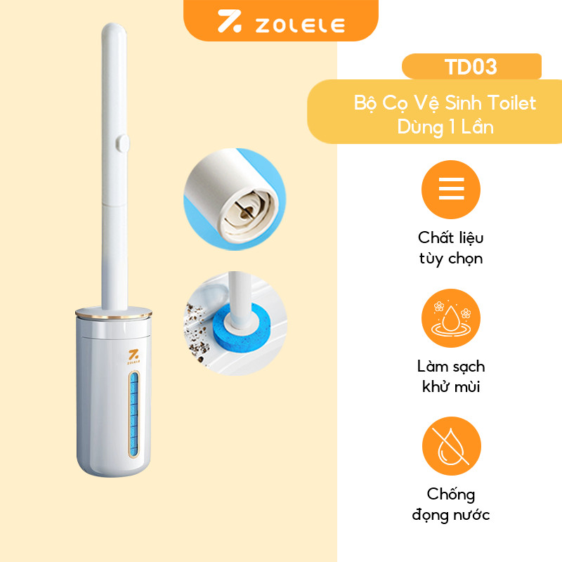 Ảnh Bộ cọ vệ sinh toilet TD03 dùng 1 lần Zolele  (Kèm Miếng Dán Tường) - Chính  Hãng 2