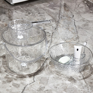 Xô Nhựa Kèm Nắp Có Quai Xách Trong Suốt Dung Tích 14L, Chậu Nhựa Trong Suốt Nhà Tắm